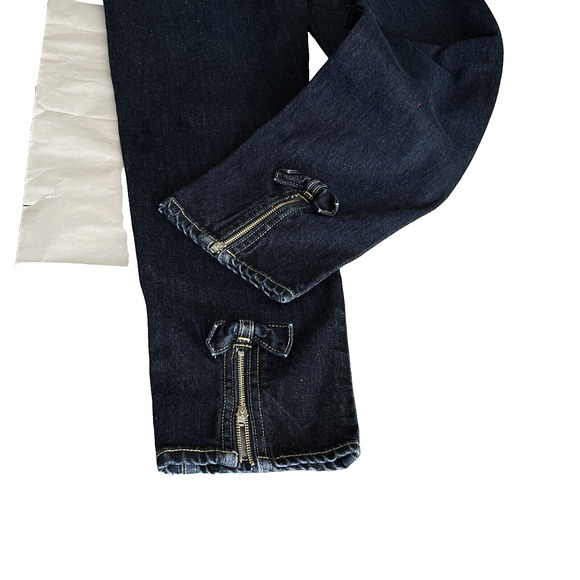 NWOT AMO Womens Jeans SZ 28 BOW Crop Zipper Ankle Dark Wash Straight Summer - Picture 10 of 15